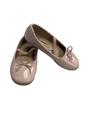 Wonder Nation Girls Pink Patent Ballet Flats With Bow Detail Size 11
